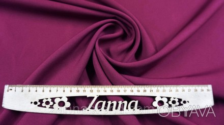  Ткань креп-костюмка однотонная цвет светло-пурпурный – легкий, податливый. . фото 1