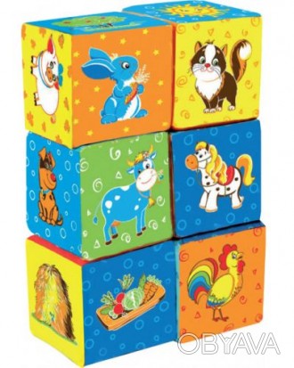 Мягкие кубики с яркими, красочными рисунками помогут ребенку познакомится, в игр. . фото 1