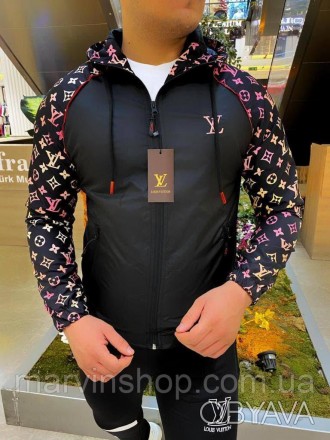 
Куртка ветровка мужская весна-осень-лето черная с капюшоном Louis Vuitton Multi. . фото 1