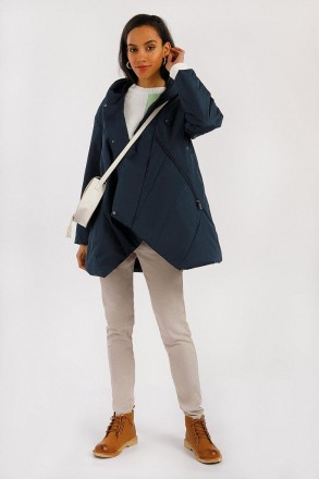 Стильная куртка женская демисезонная Finn Flare ассиметричного кроя со скрытой з. . фото 4