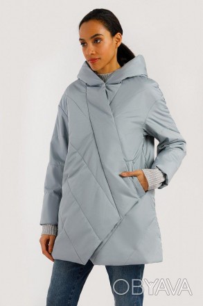 Куртка женская демисезон Finn Flare удлиненная, асимметричного кроя со скрытой з. . фото 1