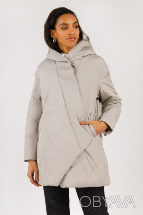 Удлиненная куртка женская демисезонная Finn Flare асимметричного кроя со скрытой. . фото 1
