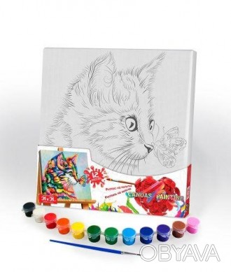 Картина розпис на полотні Кольоровий кіт від виробника Danko Toys Розпис на поло. . фото 1