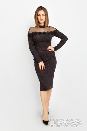 
Стильное платье Roxelan черного цвета с прозрачной ставкой вверху, производство. . фото 1