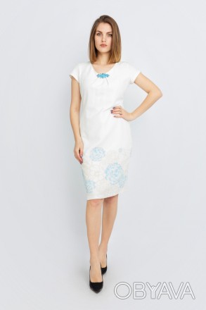 
Оригинальное платье L4fiera белого цвета c голубыми элементами, производство Ту. . фото 1
