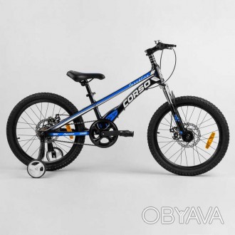 
Детский магниевый велосипед 20 дюймов CORSO Speedline черный с синим магниевая . . фото 1