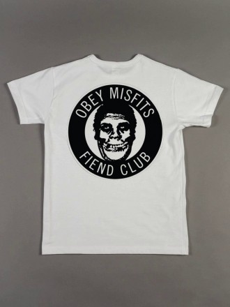 Белая футболка Obey x Misfits Fiend Club Logo футболки Обей унисекс (мужская, же. Киев. фото 1 Белая футболка Obey x Misfits Fiend Club Logo футболки Обей унисекс (мужская, же. Киев. фото 1