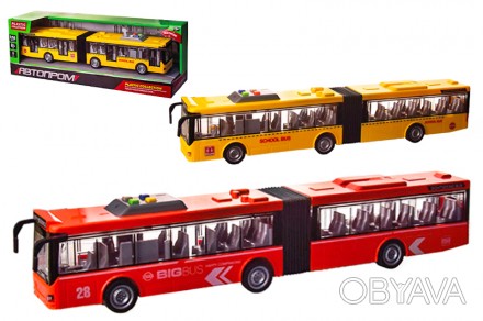
Автобус батарейки 7950AB "АВТОПРОМ",2 кольори, світло, звук, в коробці 48*11*16. . фото 1