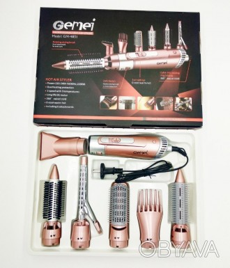Набор для укладки волос Gemei GM-4831 содержит различные насадки, фен для сушки . . фото 1