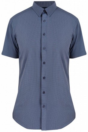 Мужская рубашка от известного бренда Finn Flare. Модель с коротким рукавом, сине. . фото 7