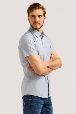 Мужская рубашка от известного бренда Finn Flare. Модель с коротким рукавом и кар. . фото 4