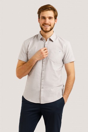 Мужская рубашка от известного бренда Finn Flare. Модель с коротким рукавом и кар. . фото 2