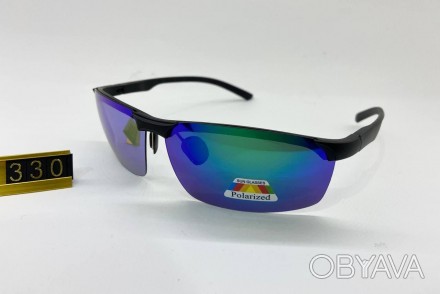 солнцезащитные мужские спортивные очки зеркальные синие линзы с поляризацией вел. . фото 1