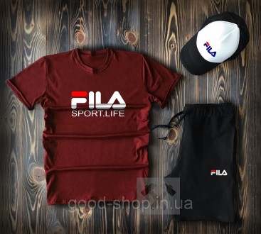 Мужской костюм тройка кепка футболка и шорты Фила (Fila), летний мужской костюм,. Сумы. фото 1 Мужской костюм тройка кепка футболка и шорты Фила (Fila), летний мужской костюм,. Сумы. фото 1
