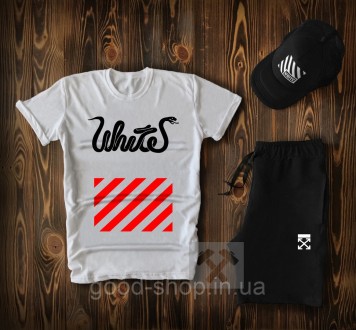 Мужской костюм тройка кепка футболка и шорты Офф Вайт (Off White), летний мужско. Сумы. фото 1 Мужской костюм тройка кепка футболка и шорты Офф Вайт (Off White), летний мужско. Сумы. фото 1