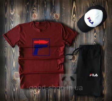 Мужской костюм тройка кепка футболка и шорты Фила (Fila), летний мужской костюм,. Сумы. фото 1 Мужской костюм тройка кепка футболка и шорты Фила (Fila), летний мужской костюм,. Сумы. фото 1