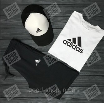 Мужской костюм тройка кепка футболка и шорты Адидас (Adidas), летний мужской кос. Сумы. фото 1 Мужской костюм тройка кепка футболка и шорты Адидас (Adidas), летний мужской кос. Сумы. фото 1