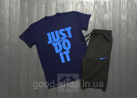 Мужской комплект футболка + шорты Nike синего и серого цвета (люкс ) M. Сумы. фото 1 Мужской комплект футболка + шорты Nike синего и серого цвета (люкс ) M. Сумы. фото 1