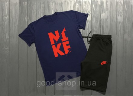 Мужской комплект футболка + шорты Nike синего и черного цвета (люкс ) M. Сумы. фото 1 Мужской комплект футболка + шорты Nike синего и черного цвета (люкс ) M. Сумы. фото 1