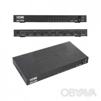 
Сплиттер HDMI 1x8, (гнездо HDMI - 8 гнезда HDMI), металл. корпус, 1080p/4K, вер. . фото 1