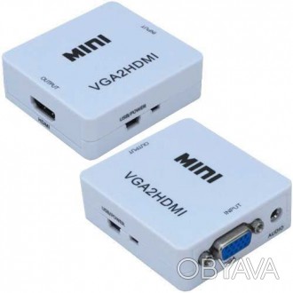 Конвертор VGA в HDMI, гнездо VGA + гнездо 3.5мм (IN) - гнездо HDMI (OUT) (Тип 2). . фото 1