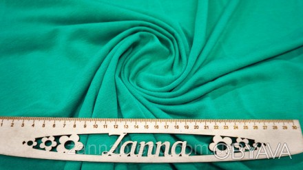  Ткань футер двунитка однотонная цвет зелено-бирюзовый - это плотный, но мягкий . . фото 1