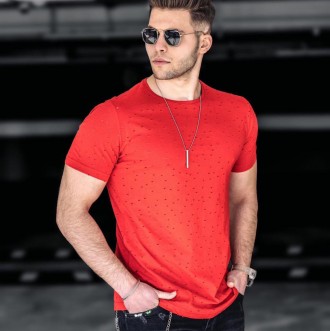 Красная мужская футболка с перфорацией.
Производство: Турция.
Состав: 100%Cotton. . фото 2