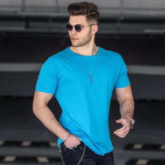 Голубая мужская футболка с перфорацией.
Производство: Турция.
Состав: 100%Cotton. . фото 2