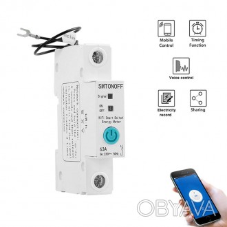 Wi-Fi автоматичний вимикач + лічильник електро енергії, автомат захисту E-Link 1. . фото 1