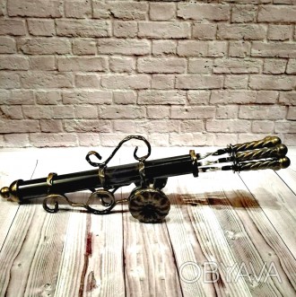 Ковані шампура ручної роботи у вигляді снарядів на підставці у формі гармати. Ша. . фото 1