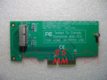 Адаптер переходник из PCI-E x4 в ssd от MacBook (количество контактов на SSD 12+. . фото 8