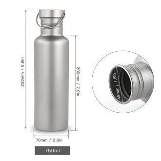 Титанова фляга для води TOMSHOO 750мл.

Технічні характеристики:
Марка: TOMSH. . фото 5
