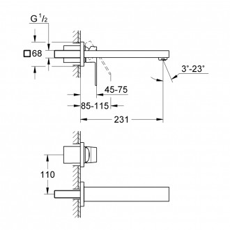 Внешняя часть смесителя для раковины Grohe Eurocube 23447000. . фото 3