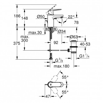 Смеситель для раковины Grohe Eurosmart Cosmopolitan 32825000. . фото 3