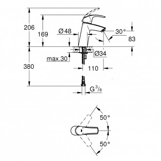 Смеситель для раковины Grohe Eurosmart 23324001. . фото 3