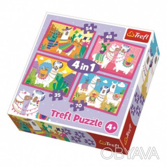 Puzzles - 4in1 - Llamas on vacation Trefl. . фото 1