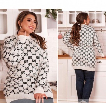 
 Стильний светр великого розміру з оригінальним принтом і з м'якими манжетами н. . фото 5