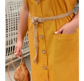  Лаконічне однотонне плаття з накладними кишенями і застібкою спереду на ґудзика. . фото 4