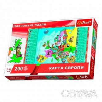 Карта Европы для детей (украиноязычная версия).Пазлы учебные на 200 элементов с . . фото 1