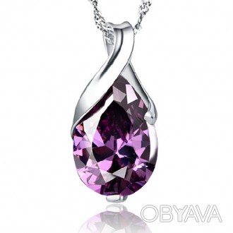 Кулон для женщины или девушки "Фиолетовый кристалл" с цирконием, красивый и ориг. . фото 1
