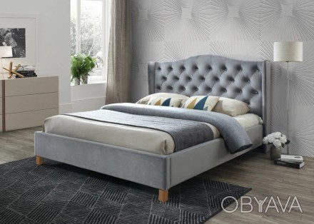 Двуспальная кровать Signal Aspen Velvet 160X200 Серый (ASPENV160SZD) : лояльная . . фото 1