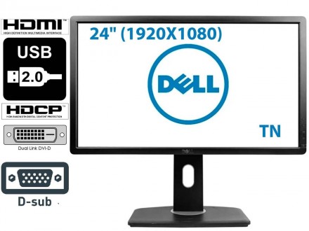 Монитор Dell Professional P2412H / 24" (1920X1080) TN / D-sub (VGA) / HDMI / DVI. Львів. фото 1 Монитор Dell Professional P2412H / 24" (1920X1080) TN / D-sub (VGA) / HDMI / DVI. Львів. фото 1