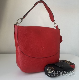 Женская сумка седельная красная из натуральной кожи Pretty Woman - отличный вари. . фото 1