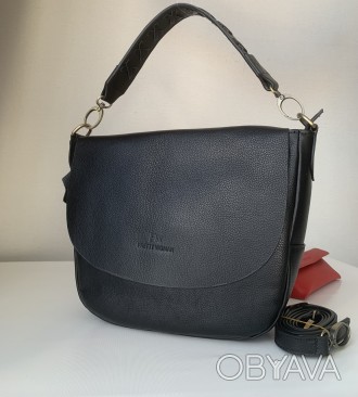 Кожаная черная сумка седельная женская Pretty Woman - отличный вариант на каждый. . фото 1