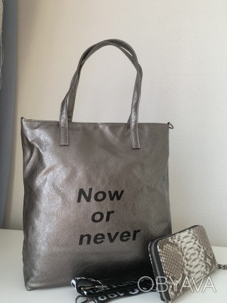 Городская сумка шоппер экокожа цвет бронза аккуратно смотрится, вместительная, с. . фото 1