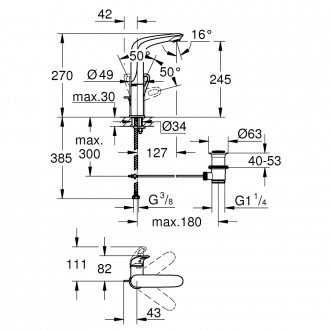 Смеситель для раковины Grohe Eurostyle 23569003. . фото 3