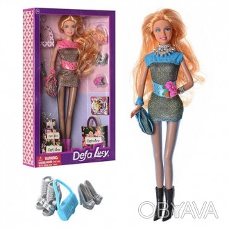 Кукла DEFA 8285 31см, сумочки, подарки, туфли, аксессуары, 2 цвета, в кор-ке, 20. . фото 1
