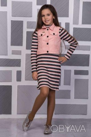 Дитяче трикотажное плаття з жилеткою. Виробництво Украина. М'який приталений сил. . фото 1