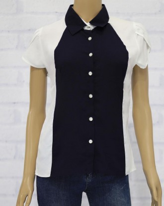 Блузка шкільна з коротким рукавом для дівчатка. Сучасний дизайн, чудова посадка.. . фото 2