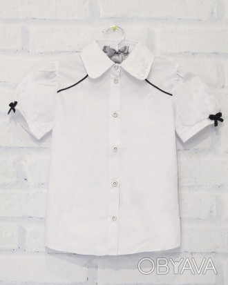 Блузка шкільна з коротким рукавом для дівчинки. Сучасний дизайн, відмінна посадк. . фото 1
